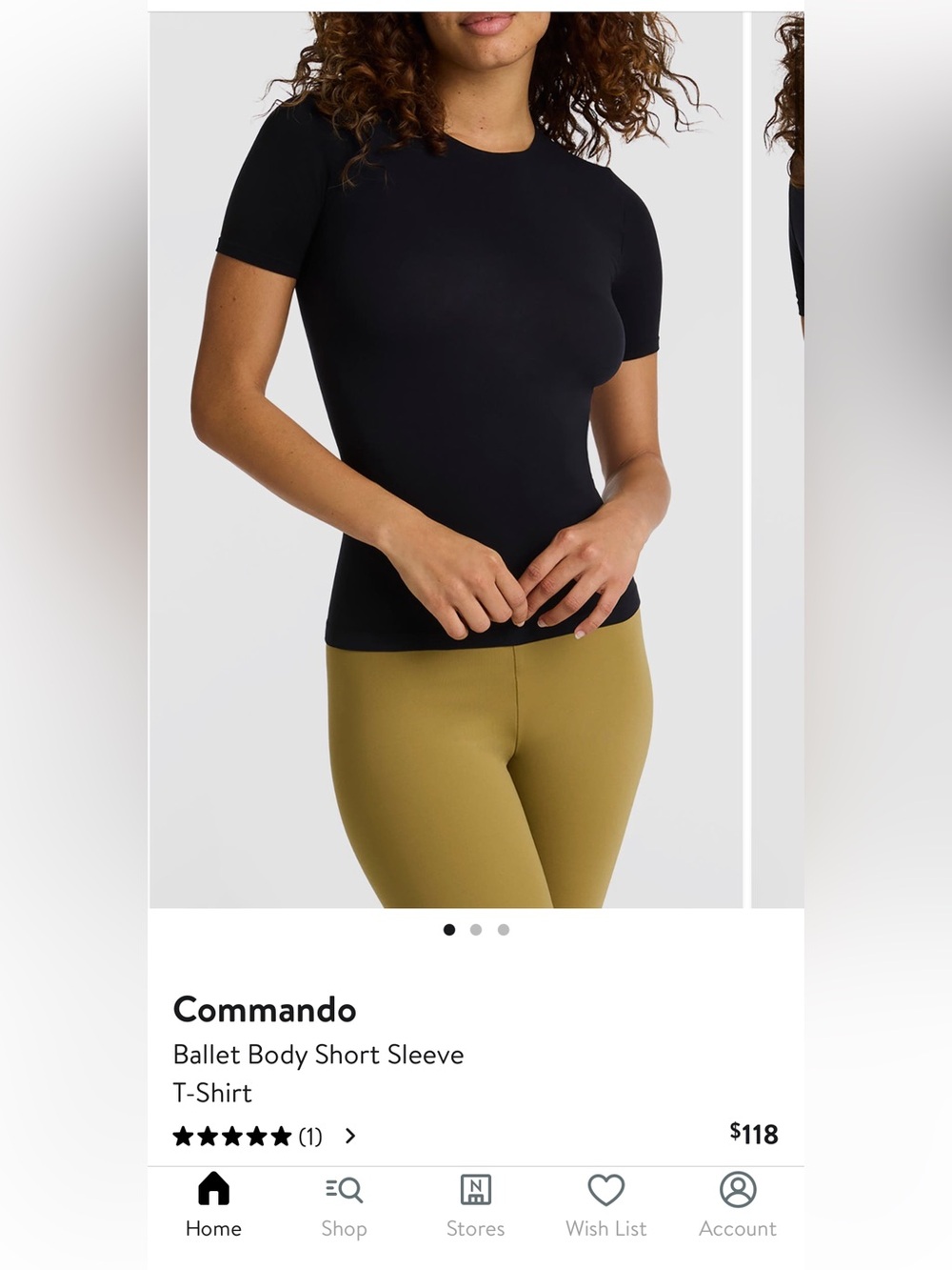 Commando Ballet Body Black Short Sleeve Fitted Tee
